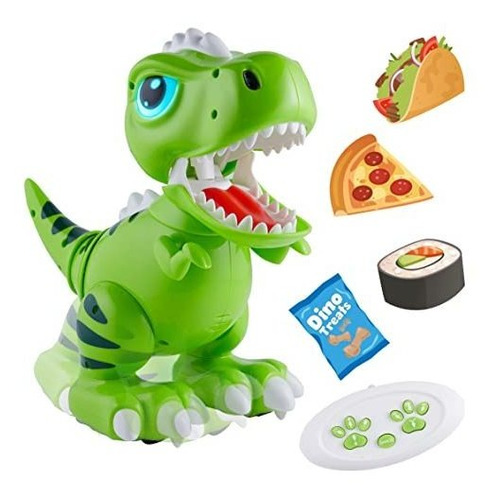 Dinosaurio Con Control Remoto Ojos Luz Led Camina Verde