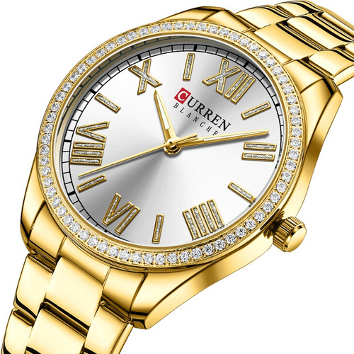Reloj Inoxidable Con Diamantes Luminosos Para Mujer Curren