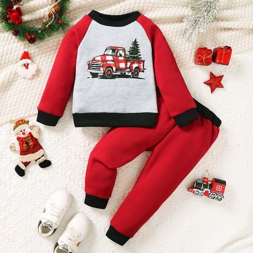 Conjunto De Ropa Navideña De Manga Larga Para Niños De 1 A 6
