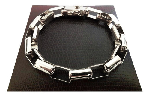 Pulseira Baguete Quadrada 52 Gramas Ouro Branco 18k Maciço