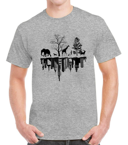 Playera De Hombre Estampada De Selva Urbana Naturaleza