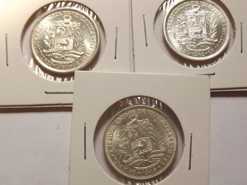 Monedas De Plata. Dos (2) Bs Bolívares. Años 1900 A 1965