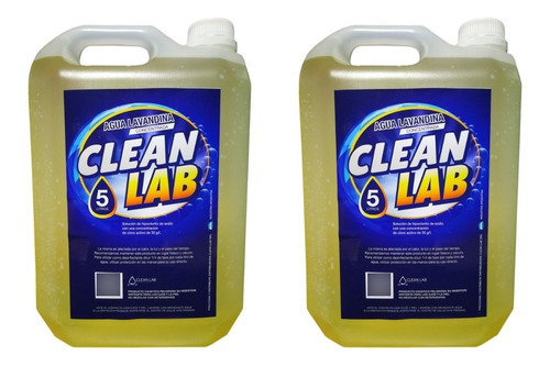 Agua Lavandina Conc. (55 Gr./lt) X 5 Lts Clean Lab Pack X 2