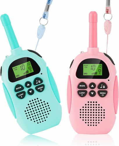 2 Radios Walkie Talkie Para Niños, Recargable+pantalla Lcd