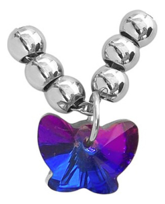3 Collares Mariposa Azul Fucsia Tornasol 6 Bolitas C:10458 Azul / Fucsia Tornasolado