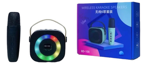 Mini Parlante Karaoke Con Micrófono Luz Led Bluetooth Radio