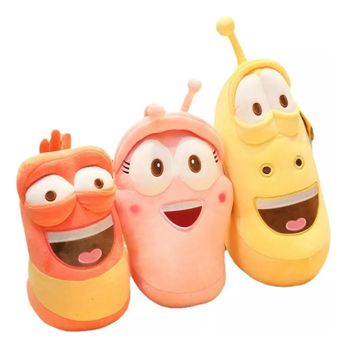 Paquete De 3 Juguetes De Peluche De Larva De 4 Pulgadas.