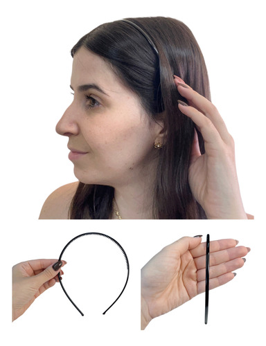 Kit 12 Tiaras Para Cabelo Com Dentinhos Arquinho Plástico