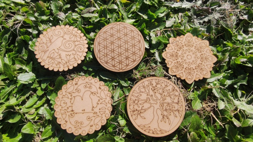 Pack 5 Mandalas 9.5 Cm C/u, Material Mdf 3 Mm. Surtidos M3