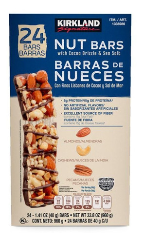 Barras De Nueces Caja Con 24 Piezas 960g Kirkland Nut Bar