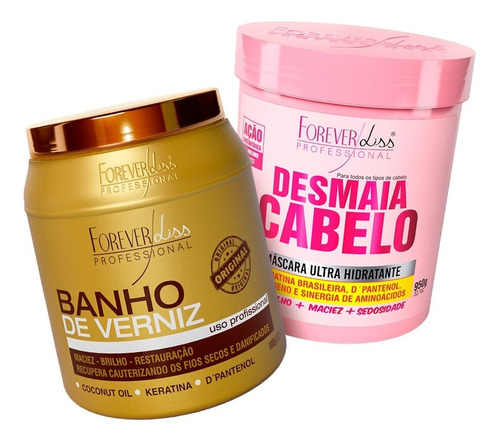 Kit Forever Liss - Desmaia Cabelo 950g + Banho De Verniz 1kg