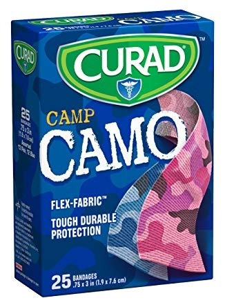 Curad Camuflaje Rosa Y Azul De La Tela Vendajes, 25 Count (p