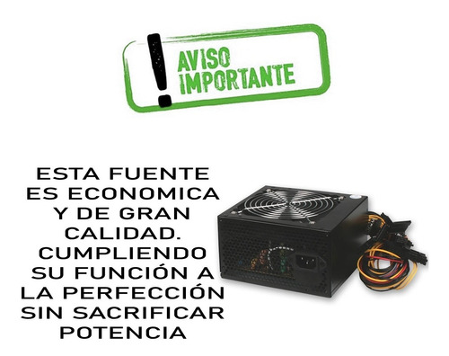 Imagen 2 de 7 de Fuente Alimentacion Para Pc 600w Noga Atx Pcreg
