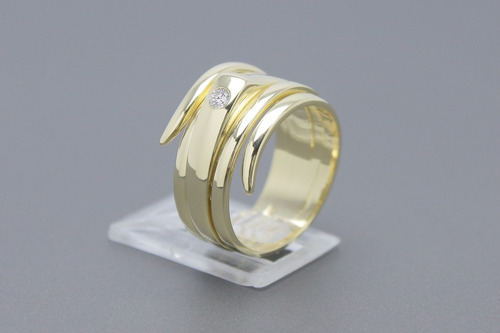 |4853| Anel Em Ouro Amarelo 18k Com Brilhante