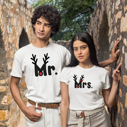 D o De Playeras Navidad Pareja Mr. Y Mrs. Reno