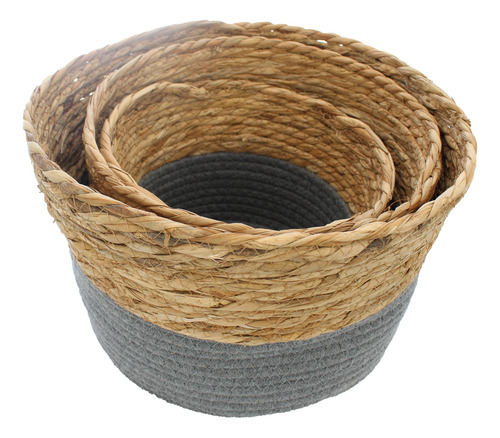 Set Cesto De Fibra Bohemio Organizador Guardar X3 Unidades