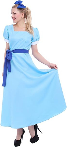 Rolecos Vestido Princesa Para Mujer Azul Claro Disfraz Hallo