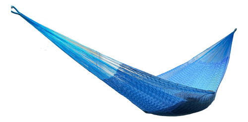 Imagen 1 de 7 de Hamaca Artesanal Maya De Nylon Alta Calidad Azul