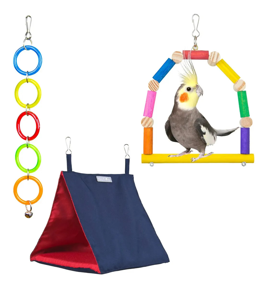Kit Casinha E Brinquedos Para Calopsita Periquito Agapornis