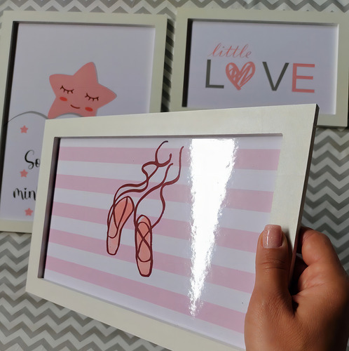 Quadros Sonhe Alto Minha Pequena Bailarinas Balé Cor Branco