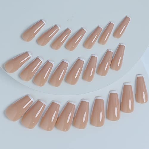 Uñas Postizas Tipo Frances Color Rosa Gloss Con Punta Blanca