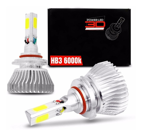 Kit Lâmpada Super Led 3d Hb3 6000k 12v 50w 9000 Lumens