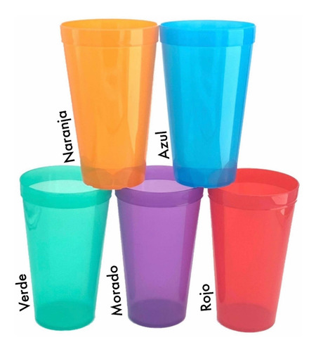 Vasos 1 Litro / 33.8oz De Plastico Polipropileno Colores 5pz