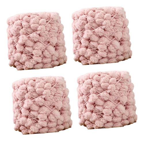- Hilo Grueso De Pompón, 4 Bolas, Cómodo Para Tejer A Rosa