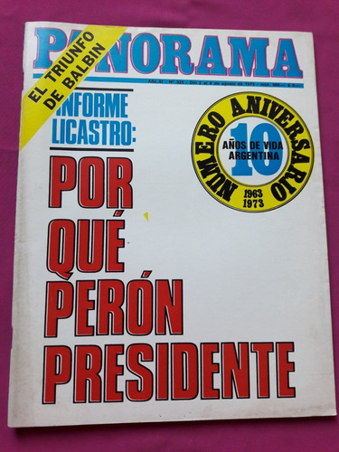 Revista Panorama Nº 325 Año 1973 Peron - Triunfo Balbin