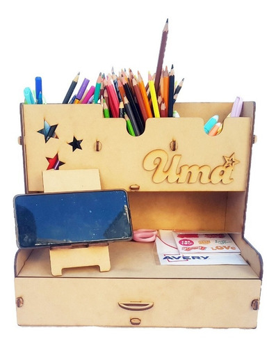 Imagen 6 de 6 de Organizador De Escritorio Y Cajon Fibrofacil + Porta Celular