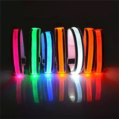 Brazalete Luz Led Correr Ciclismo 3 Modos De Luz Par Color Rojo