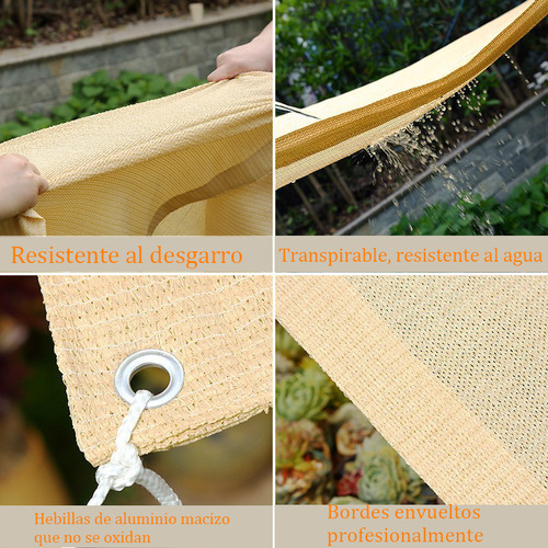 Fofodio Mallas Sombra 4x3m Rollo Mallasombra Reforzada Malla Sombra Rollo Raschel Corrediza Para Cercar Jardin Beige 90% Uv