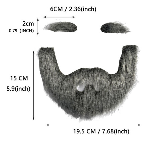 Conjunto De Cejas Y Barba Postizas, Accesorios De Gris Negro