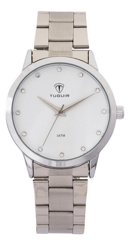 Relógio Feminino Tuguir Analógico Tg114 - Prata E Branco