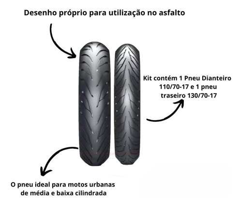 Par 2 Pneu 110/70-17 + 130/70-17 Ira Masked Dafra Next 300