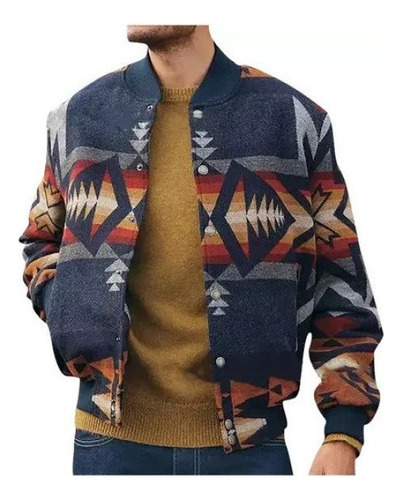 Chaqueta De Exterior Para Hombre De Estilo Étnico Con Estamp