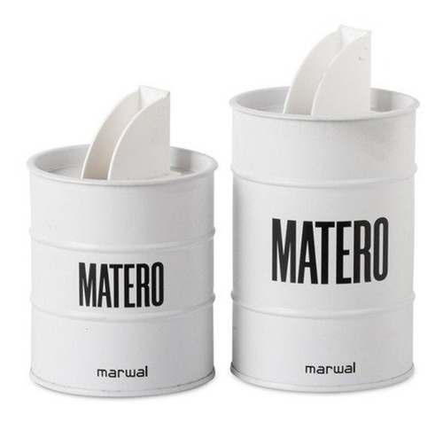 Set De Latas Yerbera Azucarera Kit Matero Blanco Mate