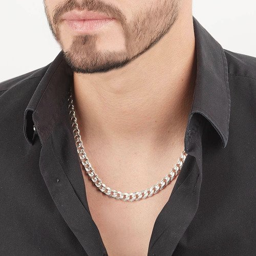 Cadena Hombre Barbada L 8mm-50cmplataley.925 Duodeluxejoyas®