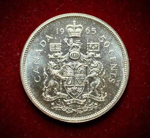 Moneda 50 Centavos Canadá 1965 Plata 0.800 Km 63 Unc