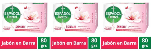 Jabón Antibacterial Espadol Dettol Skincare 80 Gramos X3u