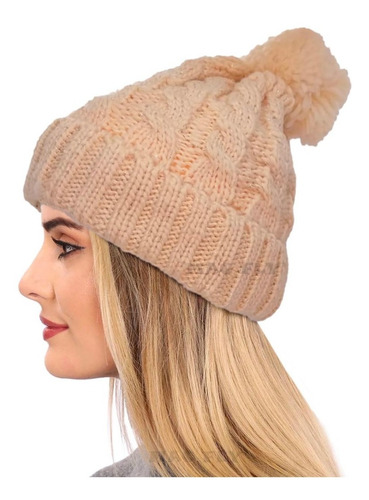 Gorro Invierno Mujer Lana Con Lurex Y Corderito Pompon