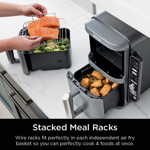 Freidora Ninja Sl401 Doublestack Xl, 10 Litros, 6 En 1, Colo