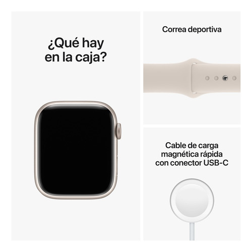 Apple Watch Series 8 GPS - Caja de aluminio blanco estelar 45 mm - Correa deportiva blanco estelar - Patrón