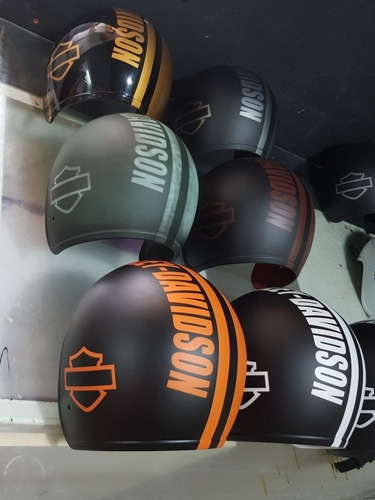 Imagem 4 de 7 de Capacete Old School Harley Davidson Rebaixado Varias Cores