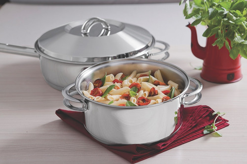 Caçarola Rasa Tramontina Solar Aço Inox 24 Cm 4,7 L