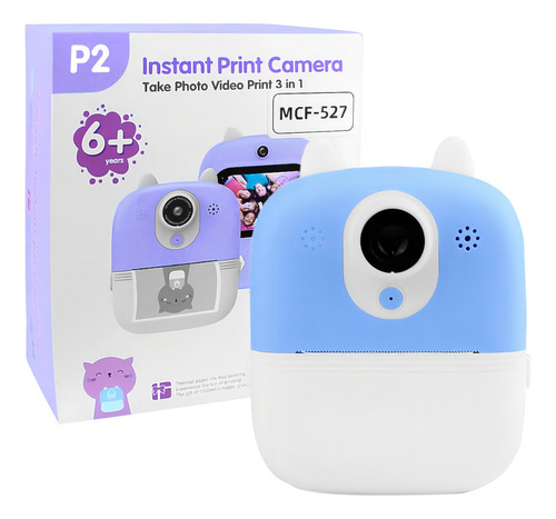 Câmera Fotográfica Instantânea Print Vídeo Jogo 3em1 Full Hd Cor Azul