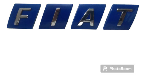 Emblema Insignia Fiat Cromado Letras Azul