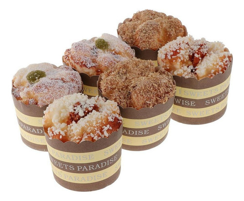 6x Comida Artificial Tazas De Tortas Cupcakes Accesorios De