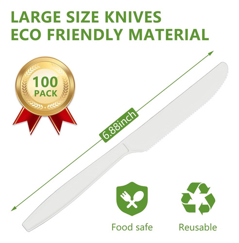 Compostable, 100 Cubiertos Biodegradables Fiestas, Uten...