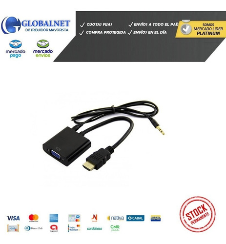 Cable Conversor Hdmi A Vga Video Ps3 1080p Con Audio Fact A